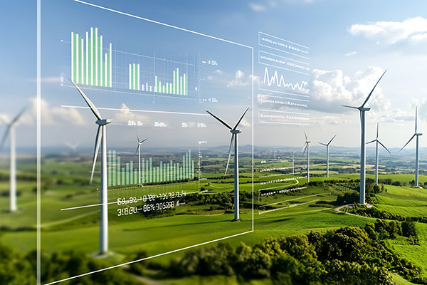 Close up view of eco friendly technology with a transparent data