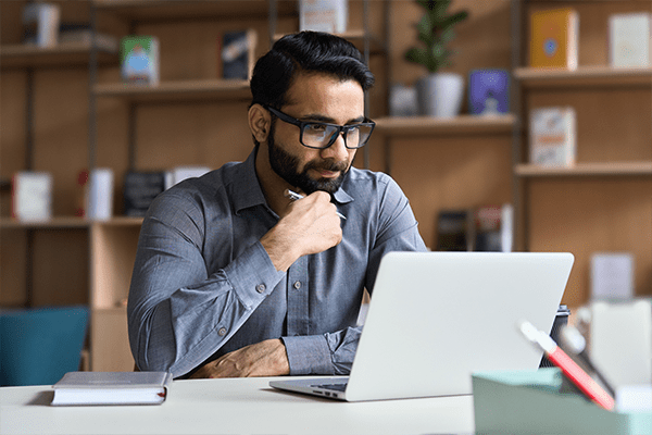 Man looking at computer